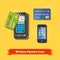 Wireless business payment flat icon set