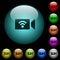 Wireless camera icons in color illuminated glass buttons