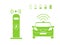 Wireless car charging station symbol. Electric car charging icon isolated. Electric Vehicle Green electric car charging point icon