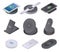 Wireless charger icons set, isometric style