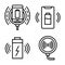 Wireless charger icons set, outline style