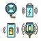 Wireless charger icons set vector flat