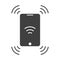 Wireless control icon using a mobile phone. Vector on white background
