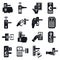 Wireless door lock icons set, simple style