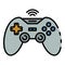Wireless game joystick icon color outline vector