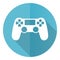 Wireless gaming controller blue round flat design vector icon isolated on white background, gamepad illustration in eps 10