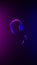 Wireless headphones and earphones on an abstract light effect purple and blue wallpaper 3D render