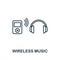 Wireless Music icon. Thin outline style design from fitness icons collection. Creative Wireless Music icon for web design, apps,