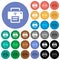 Wireless printer round flat multi colored icons