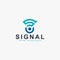 Wireless signal logo design vector. Letter S outline logo. Signal illustration. Blue colors logo design.