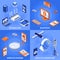 Wireless Technology Isometric Concept Icons Set