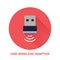 Wireless usb adapter flat style icon. Wifi technology device sign. Vector illustration of communication equipment for