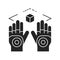 Wireless virtual reality gloves black glyph icon. Virtual reality experience. Innovative digital device. Pictogram for web page,