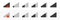 Wireless Wi-fi or mobile network signal icons. Visualization of Wi-fi connection signal quality. Internet connection. Vector