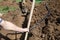 Wiring of an electric cable on the dug trench, supply of the electric power to the house on the earth