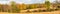 Wisconsin farmland with a soybean field and colorful forest in autumn