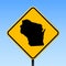 Wisconsin map on road sign.