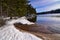 Wisconsin River Snow Covered Beach at Chapel Gorge in Winter