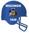 Wisconsin State Flag Football Helmet