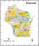 Wisconsin state outline administrative and political vector map in color