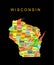 Wisconsin State vector map silhouette illustration isolated on black background