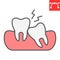 Wisdom teeth color line icon, dental and stomatolgy, impacted tooth sign vector graphics, editable stroke filled outline