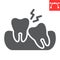 Wisdom teeth glyph icon, dental and stomatolgy, impacted tooth sign vector graphics, editable stroke solid icon, eps 10.