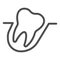 Wisdom tooth line icon. Malocclusion problem, crooked teeth symbol, outline style pictogram on white background