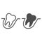 Wisdom tooth line and solid icon. Malocclusion problem, crooked teeth symbol, outline style pictogram on white