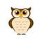 Wise brown owl on white background