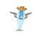 A wise cowboy of digital thermometer Cartoon design with guns