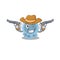 A wise cowboy of pasteurella Cartoon design with guns