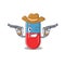 A wise cowboy of pills drug Cartoon design with guns