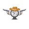 A wise cowboy of pressure gauge Cartoon design with guns