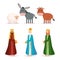 Wise kings and animals manger characters