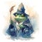 Wise mystical wizard frog, ai generative illustration