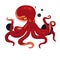 Wise octopus in cartoon style