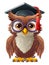 Wise Old Owl Bird Cartoon Graduation Professor