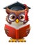 Wise Owl Cartoon Cute Professor Reading Book