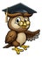 Wise Owl Cartoon Graduate Teacher Pointing