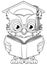 Wise Owl Cartoon Old Teacher Reading Book