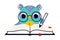Wise Owl in Glasses, Cute Bird Teacher Cartoon Character Writing with Pen in Notebook Vector Illustration