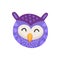 Wise owl isolated brown smart bird cartoon head