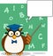 Wise Owl Teacher Cartoon Character With A Speech Bubble And Background