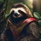 A wise sloth superhero with a calm demeanor, using its wisdom to protect the forest4