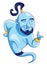 Wish-fulfilling Blue Genie Color Illustration Design