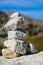 The wish stone tower on the rock and blur background