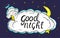 Wishing you a good night. Illustration of night sky with clouds and stars sleeping.