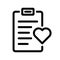 Wishlist icon. Clipboard with heart icon. Vector favourite list icon