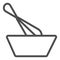 Wisk and bowl line icon, Cooking concept, Dough making sign on white background, Mixing with whisk icon in outline style